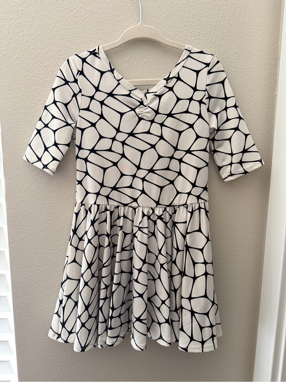 Dot Dot Smile Black & White Geometric Fit-and-Flare Dress